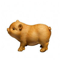 Carved Wooden Pig Figurine Realistic Wooden Pig Figurine Wood Grain Home Decor