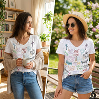 Women's Easter T-Shirt Soft and Comfortable Easter Themed T-Shirt Breathable Material women's Round Neck Top for Adults, Family, Party, Vacation