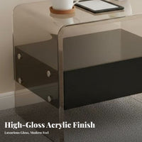Clear C-Shaped Table Transparent Design Nightstand Space-Saving for Small Spaces
