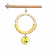 Hanging Bird Toy Natural Wood Rope Hoop Bird Toy with Bell Chewing for Parrots