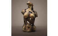 Tabletop Statue Bronze-Gold Resin Sculpture with Stable Base Modern Art