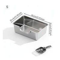 Stainless Steel Litter Box Rounded Edges Metal Feline Pan Long-Lasting