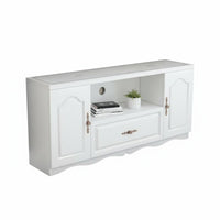 TV Stand with Storage Cabinets Entertainment Center Television Console Sturdy Glass Top with Open Shelves Suitable for Families Small Apartments Bedroom