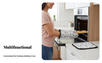2 Pieces Oven hand protector and Pot Holder floral pattern Print Oven hand protector and Potholder Set Thickened Design Heatproof Handwear for cooks, Adults, oven-baking, Grilling