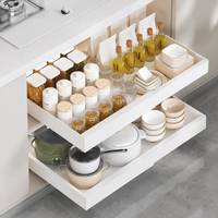 Pull-out kitchen organizer, metal, white, drill-free