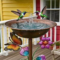 Metal Bird Bath Stake Vintage Design Garden Decor for Yard