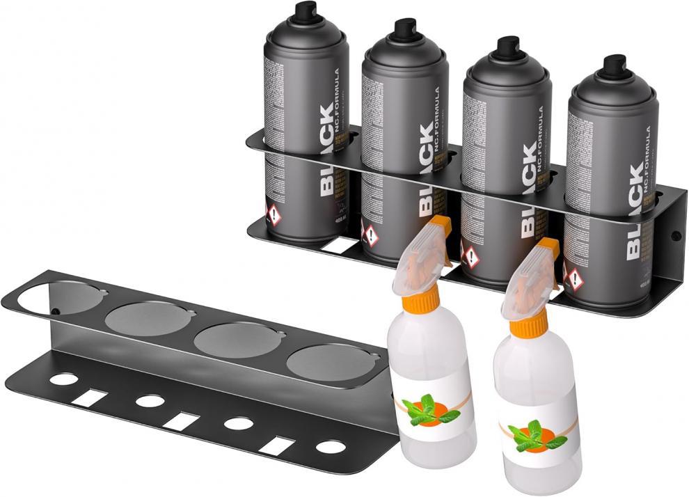 Wall-Mounted Spray Bottle Storage Rack for Garage and Living Room