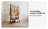 Minimalist Design Clothes Hanging Stand Space-Saving Unrestricted Standing Clothes Rack with Shelves Multifunctional Unrestricted Standing Garment Rack with Shelves Easy Assembly for Apartment Dwellers, Homeowners, Bedroom, Guesthouse, Dorm Room, Entryway