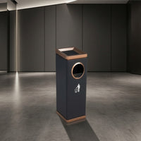 Commercial Upright Trash Can with Grid Long-Lasting Trash Can with Inner Liner Sturdy Floor-Standing Waste Bin Sleek for Hotels, Lobbies, Hallways