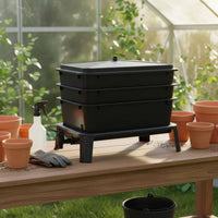 Worm Compost Bin Outdoor Use Garden Composting Ventilated Lid for Home Growers