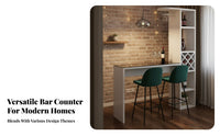 Modern Simple Design Bar Table with Storage Shelves Multi-Functional Design Living Room Partition Table Space Saving Wine Rack Bar Counter Built-in Glass Holder for Apartment Dwellers, Homeowners, Party Hosts, Entryway, Entertainment Area, Kitchen