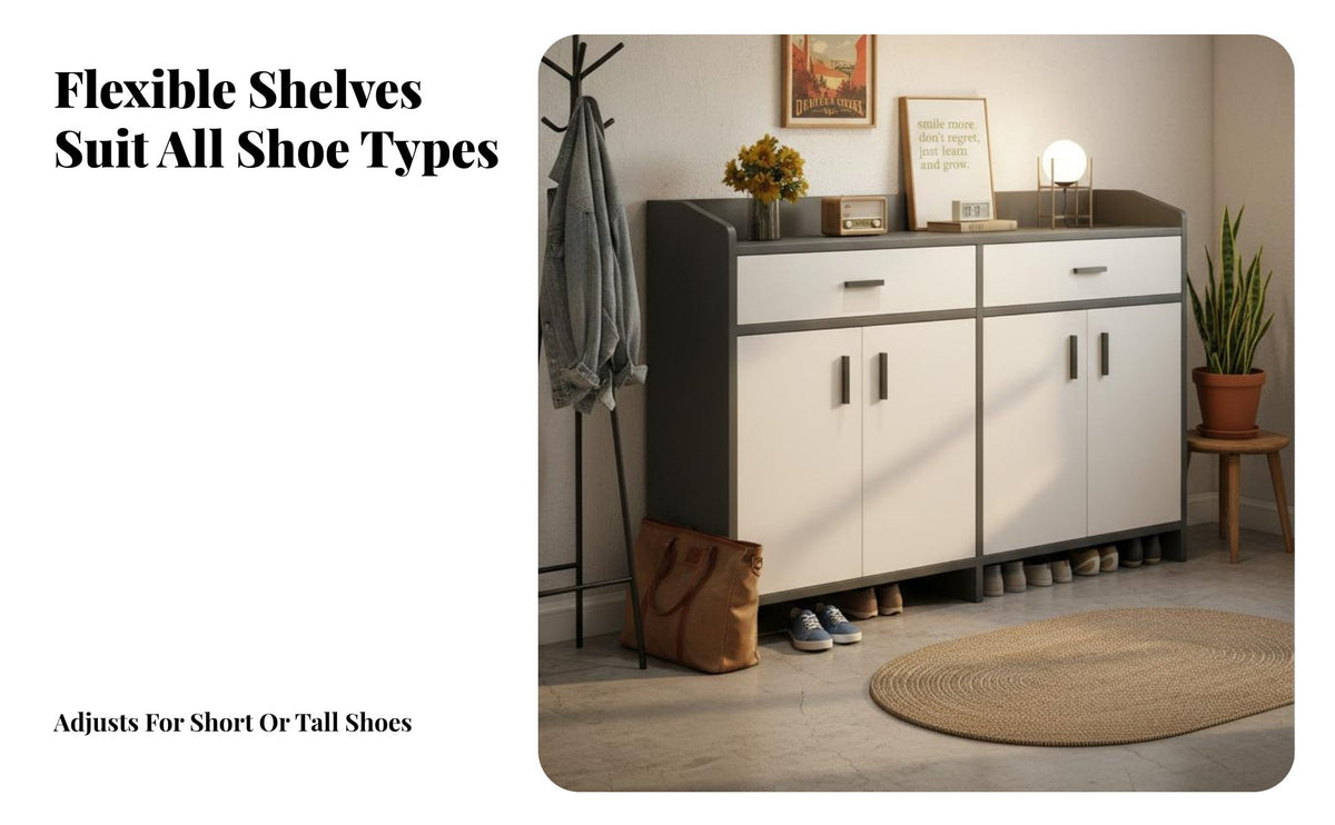 Space-Saving Entryway Shoe Storage Cabinet Easy to Clean Large Capacity Shoe Rack Adjustable Shelves Household Furniture Scratch Resistant for Apartment Dwellers, Homeowners, Families, Hallway, Living Room, Bedroom, Closet