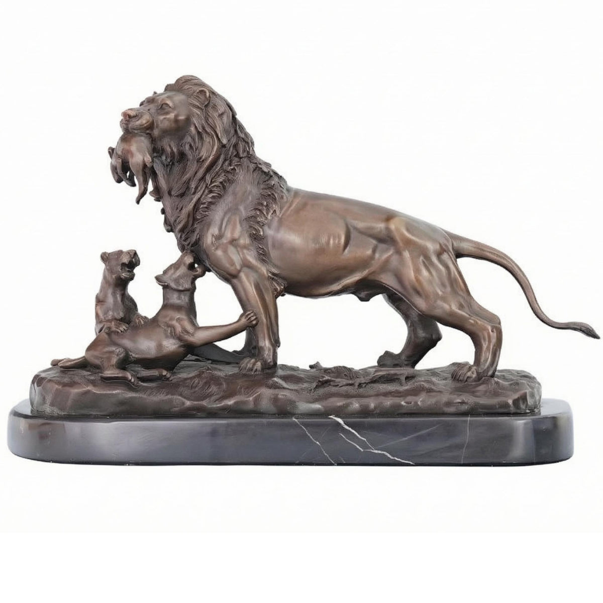 Bronze Lion Statue Bronze Lion Sculpture Textured Details for Study Room