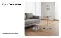 Round Glass Top Table Space-Saving Tripod Glass End Table for Entryway, Renters