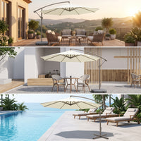 Cantilever Patio Umbrella with Water-Fillable Base Fillable Cantilever Offset Patio Umbrella Weighted for Backyard, Garden, Poolside