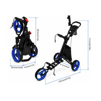 Foldable Golf Push Cart with Storage Bag Lightweight Golf Cart with Storage Bag Stable Smooth-Rolling for Golfers