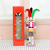 38cm Colorful Clown Nutcracker Wooden Decorative Figurine Christmas Ornament