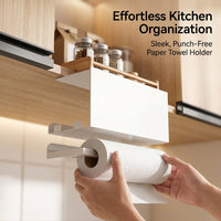 Cabinet and Cupboard Carbon Steel Kitchen Paper Roll Holder, Under Towel with Creative Buckle Design