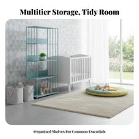 Three-Tier Metal Bar Shelf Even Perimeters Three-Tier Shelving Integrated Unit Space Saving Versatile for Parents