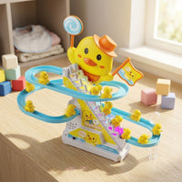 Electric Duck Climbing Stairs Toy Battery-Powered Electric Duck Slide Toy Playset Bright Yellow Interactive for Toddlers