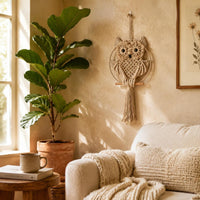 Macrame Owl Wall Hanging Handmade Macrame Owl Tapestry Gift Idea for Bedroom