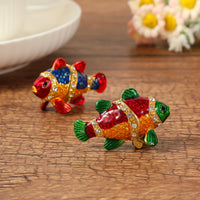 Fish Jewelry Box Enamelled Fish Trinket Box Rhinestone for Desktop