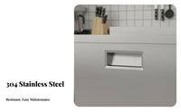 Rustproof Stainless Steel Kitchen Cabinet Rust-Resistant Kitchen Base Cabinet Easy to Clean Freestanding Utility Cupboard Long-Lasting for Small Apartment Dwellers, Homeowners, Families, Home, Pantry, Garage