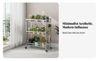 Multi-Level Pot Stand Floor-Standing Rolling Flower Pot Display With casters High Capacity for Balcony