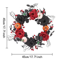 Door Wreath with Pumpkins Gothic Rose Wreath with Berries Spooky for Mantel