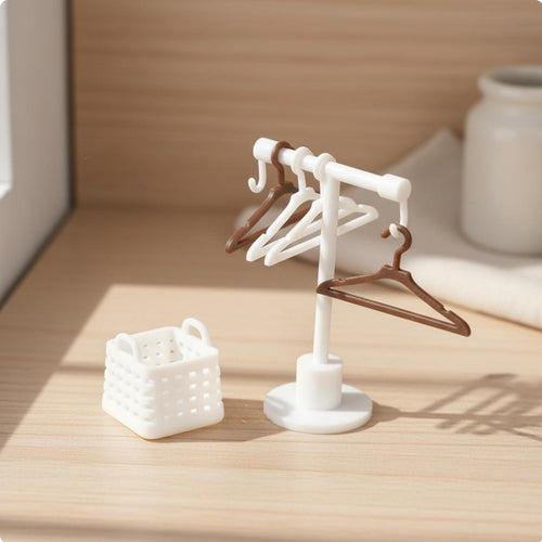 Miniature Clothes Rack Set DIY Assembly for Miniature Scene, Photography Prop