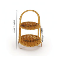 Woven Display Stand Rustic Rattan Style Stand Open-Frame for Kitchen, Homeowners