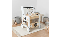 Anti-Tip Wooden Baby Stroller Bead Maze Activity Stroller Multifunction Walking Aid Multifunctional for Toddlers, Babies, Indoor