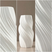 Vase with Twisted Lines White Flower Holder Decorative for Living Room, Office
