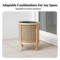 Basket Plant Stand Boho Aesthetic Woven Pot Holder with Legs Stable Support