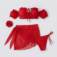 Swimsuit for Girls and Women's Bikinis in a Retro European Style, Padded Set with Comfortable Chest Pads for Water Sports