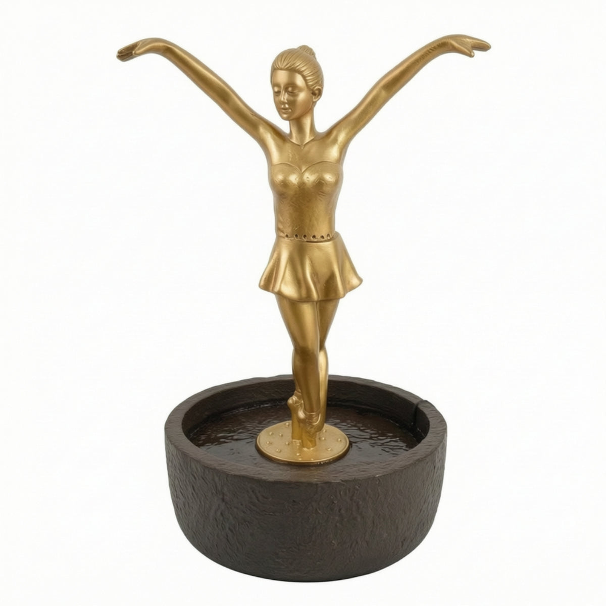 Compact Tabletop Fountain with Ballerina Sculpture Flowing Water Fountain with Ballerina Statue Soothing Small Tabletop Water Feature Relaxing for Desk