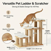 Dog Steps for Bed and Sofa with Scratching Post for Small Wooden Pet Stairs for Living Room and Home Furniture