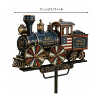Train Rotating Wheel Ornament Painted Finish Stake-Mounted Lawn Train Star And