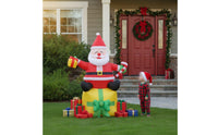 Inflatable Santa with Candy Cane Freestanding Inflatable Santa Figure Holiday Decoration Festive Decorations Cheerful