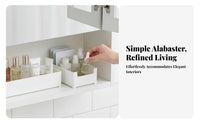 Multi-Compartment Space-Saving Modular Vanity Bin Rounded Corners for Bedroom