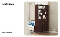 Multi-Functional Freestanding beverage Hutch countertop Surface beverage Rack Server Glass Display Doors Storage Cabinet for Home Entertainers, Homeowners, Adults, Entryway, Kitchen