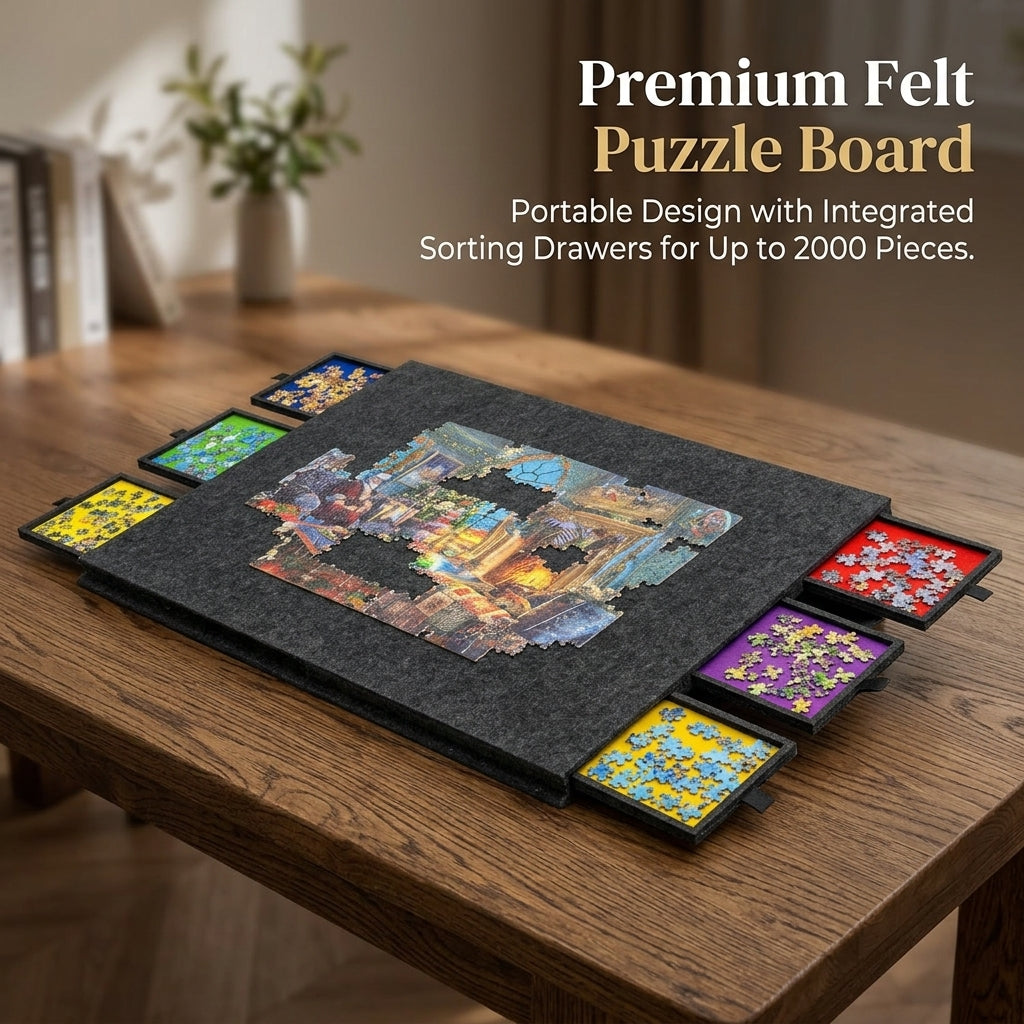 Drawer Storage with Felt Mat for Adults, Portable Sorting Table with Compartment Design, Large Non-Slip Surface for Home Indoor Activities