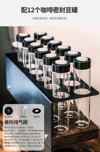 Wooden Coffee Bar Storage Rack with Test Tube Containers