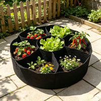 7-Compartment Round Felt Planting Bucket