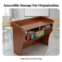 1 Lectern Classroom Presentation Desk Wooden Speech Stand Spacious Desktop Sturdy Construction Suitable for Lectures Meetings Speeches Auditoriums