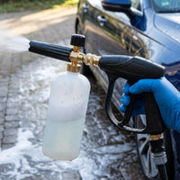 Car Cleaning High Pressure Foam Sprayer with Copper Core, Car Wash Foam Lance and Dispenser Bottle, 10 Adapters for Pressure Washer, Aluminum