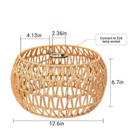 Woven Rattan Lampshade Handmade Wicker Hanging Shade Wabi-Sabi Design