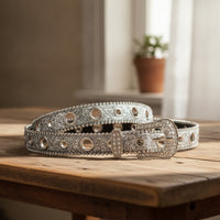 Decorative Glitter Belt Glittery Rhinestone Belt Eyelet Accessory Sparkle for Teens, Parties, Festivals