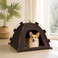 Waterproof Outdoor Cat House, Pet Tent with Removable Mat, All-Season Washable Fabric Coffee Cat House for Garden