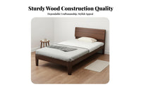 Durable Wood Wood Lowsilhouette foundation Bed Nordic aesthetic Lowsilhouette Bed Base Minimalist Design Bedroom Furniture Slim Headboard for Adults, partners, Toddlers, Small Apartments, Apartment, Guest Room